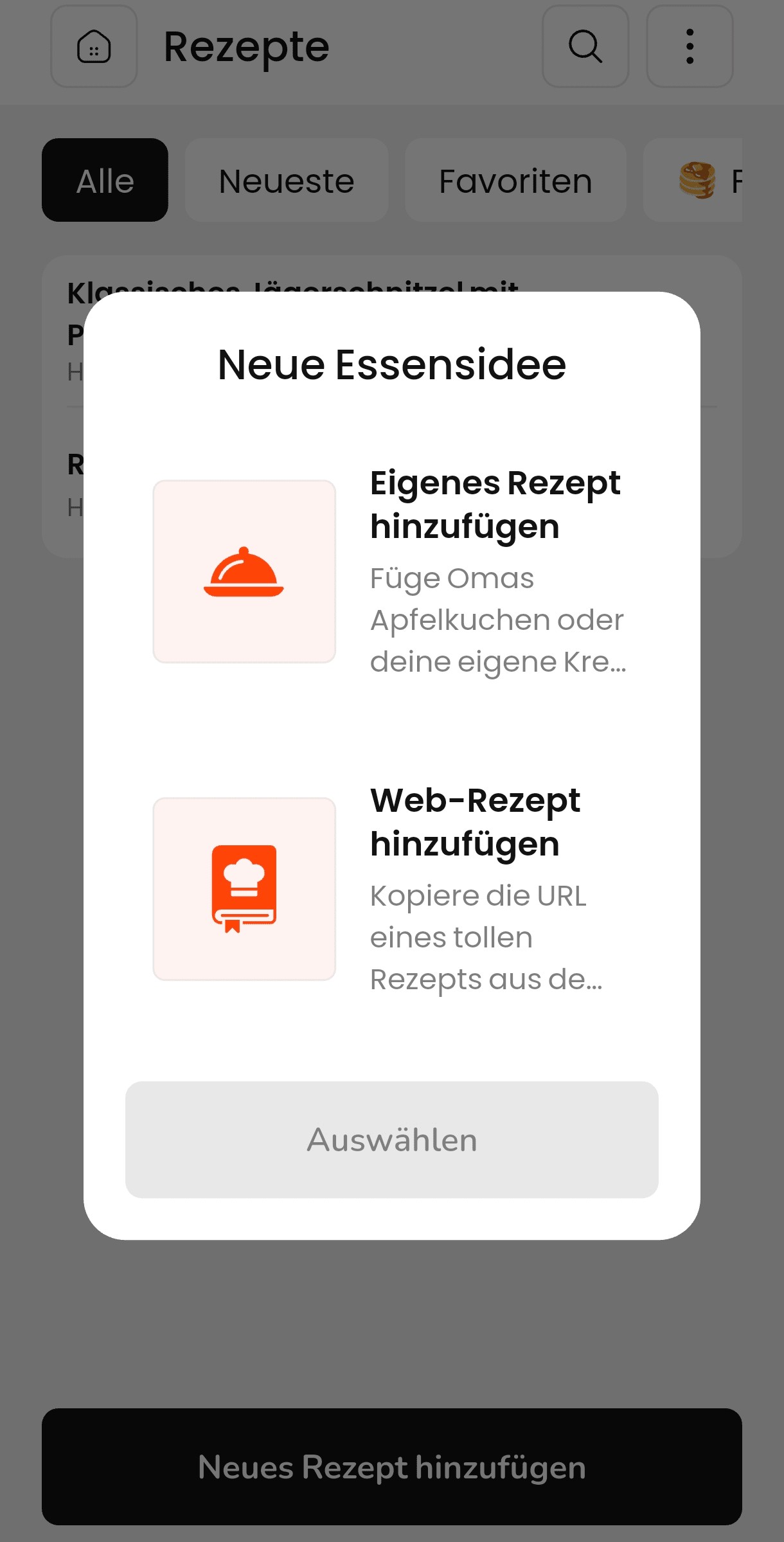 Rezept Hinzufügen